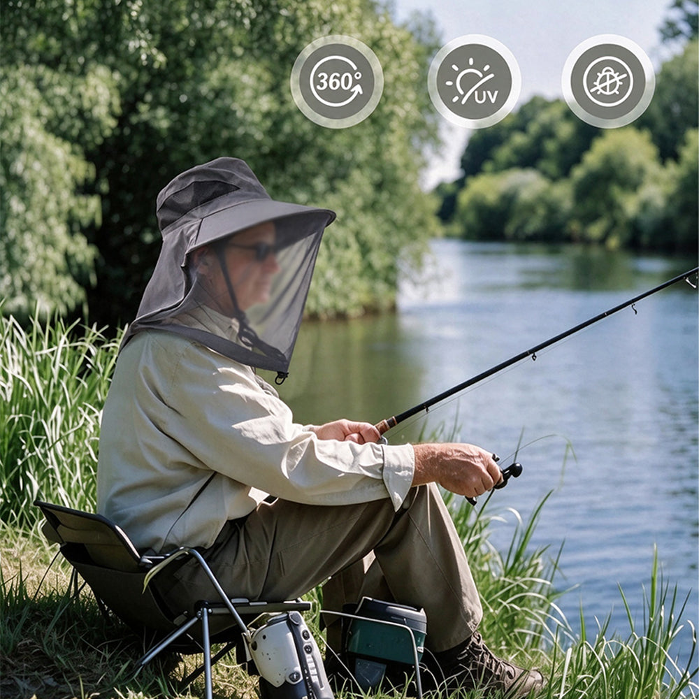 360 Protection Fishing Mosquito Hat Wide Brim Mesh Face Cover Hat