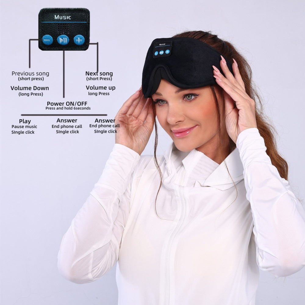 Bluetooth Sleep Mask Wireless Headphone Blackout Music Eye Mask Black