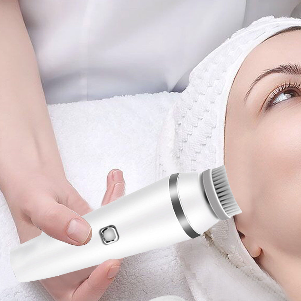 4-in-1 Electric Facial Cleansing Brush Set for Skin Care and Beauty White