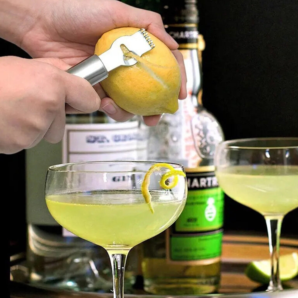 Stainless Steel Citrus Zester Grater Peeler with Channel Knife for Kitchen Silver