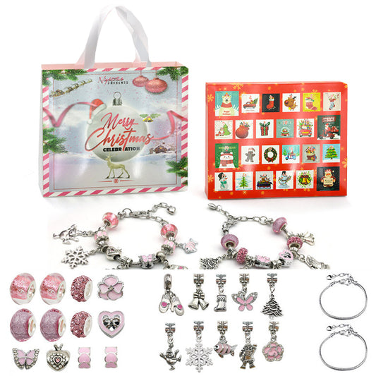 24 DAYS Christmas Advent Countdown Calendar Bracelets Set DIY Charm Bracelet Making Kit for Kids Style 4