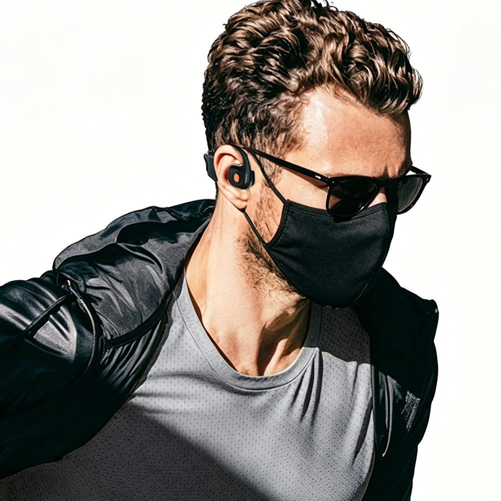 Open Ear Air Conduction Bluetooth Headphones with Noise Canceling Mic for Sports-Black