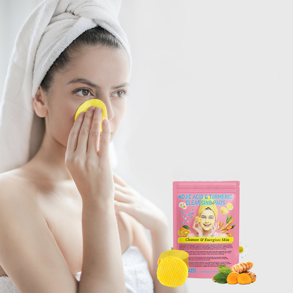 40Pcs Turmeric Cleansing Dry Pads Kojic Acid Exfoliating Pads for Face Balance Skin Oil