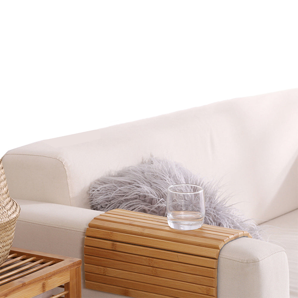 Flexible Sofa Arm Tray Wooden Couch Armrest Table Foldable Armrest Coffe Cup Holder