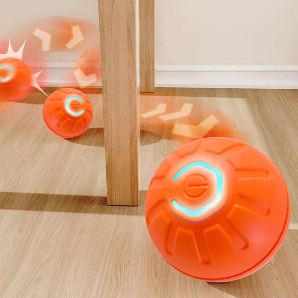 4.5CM Automatic Moving Ball Toy for Cats USB Rechargeable Interactive Vibrating Cat Toy Orange