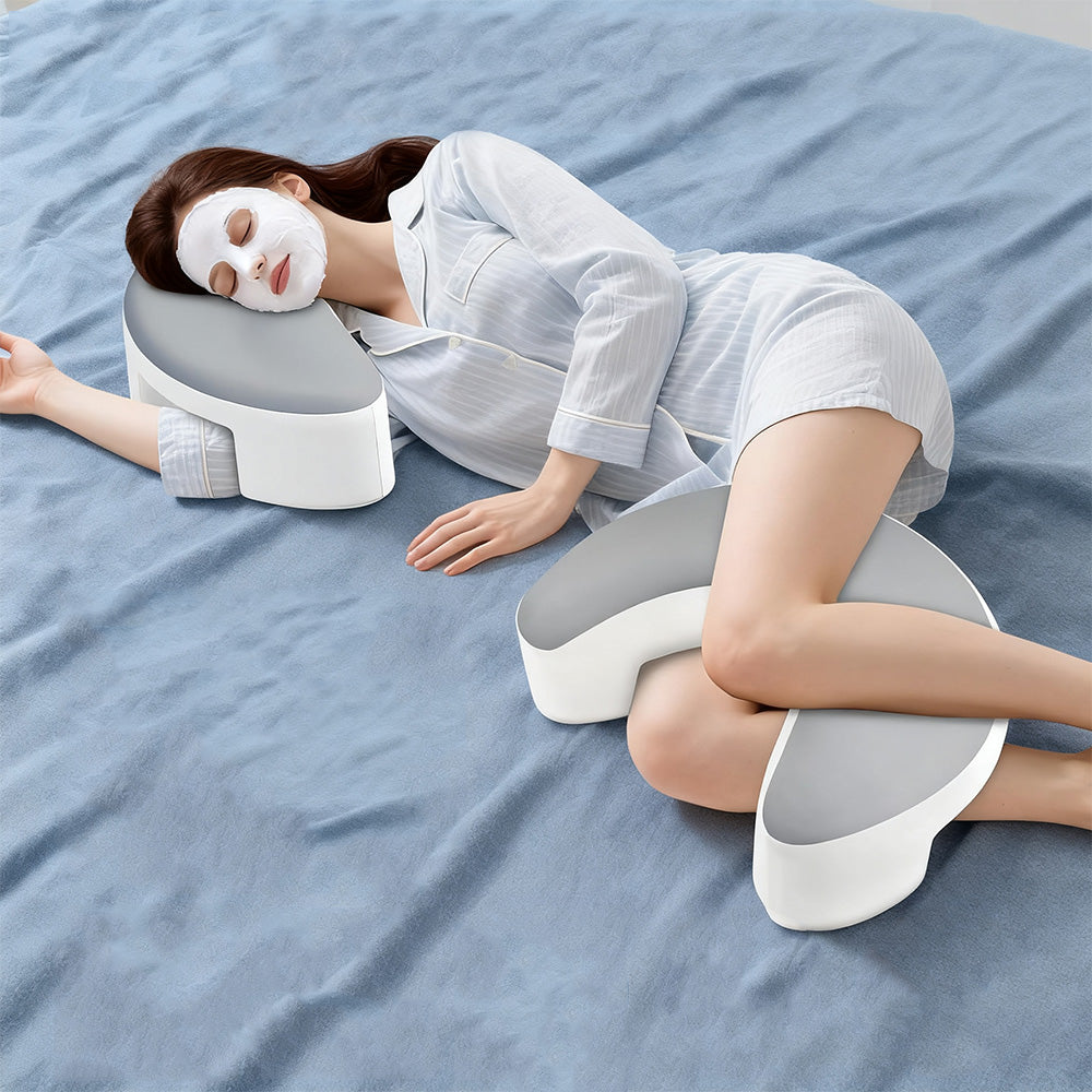 Ergonomic Side Sleeper Pillow with Arm Hole ¨C Neck and Shoulder Support White with Gray