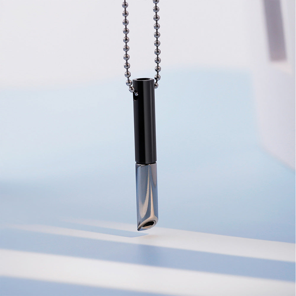 Mix-Color Breathing Necklace Stainless Steel Meditation Pendant Black