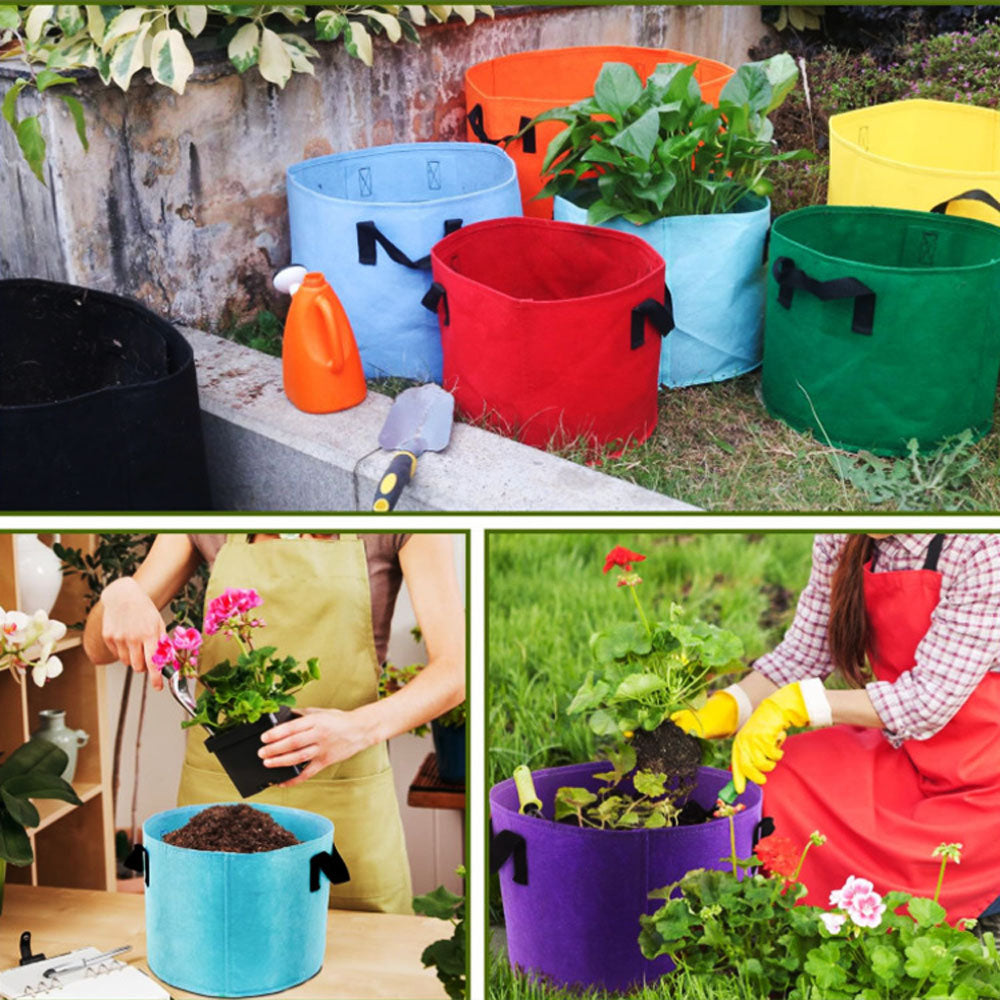 7 Piece Mixed Color Felt Grow Bags