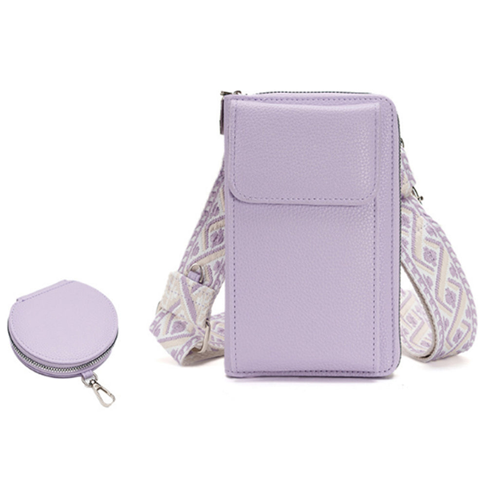 PU Leather Cell Phone Purse Women Small Crossbody Bags Cellphone Wallet Purple