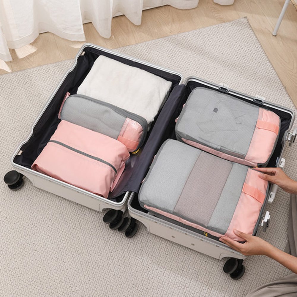 3-Piece Compression Packing Storage Bag Set Travel Accessories Packing Organizers Travel Carry Bags Household Storage Pink