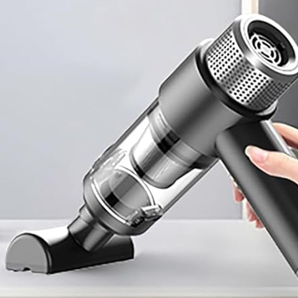 4-in-1 Handheld Car Vacuum Cleaner Portable Cordless Air Duster with LED Light for Car Home Office Black