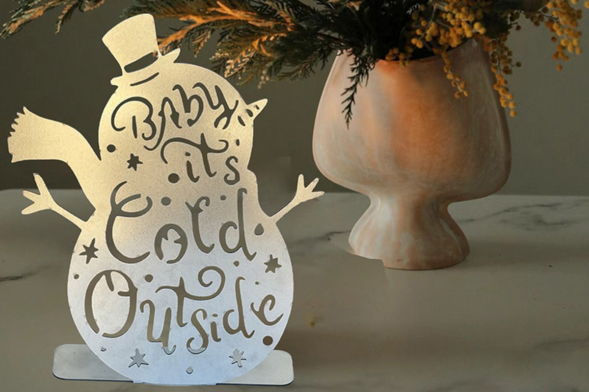 3Pcs Set Silvery Metal Christmas Snowman Home Interior Living Room Craft Ornaments Christmas Decor