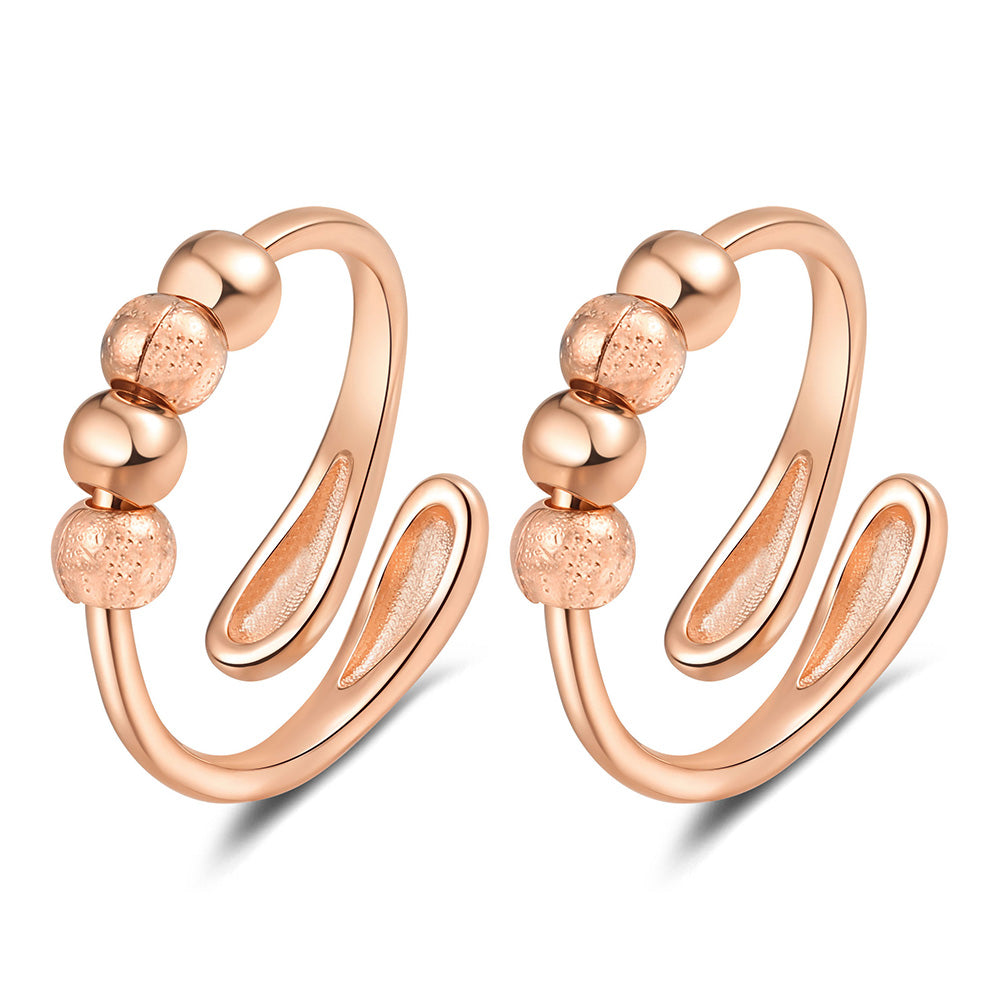 2Pcs Opening Fidget Spinner Rings for Women Adjustable Stress Spinning Rings Rose Gold