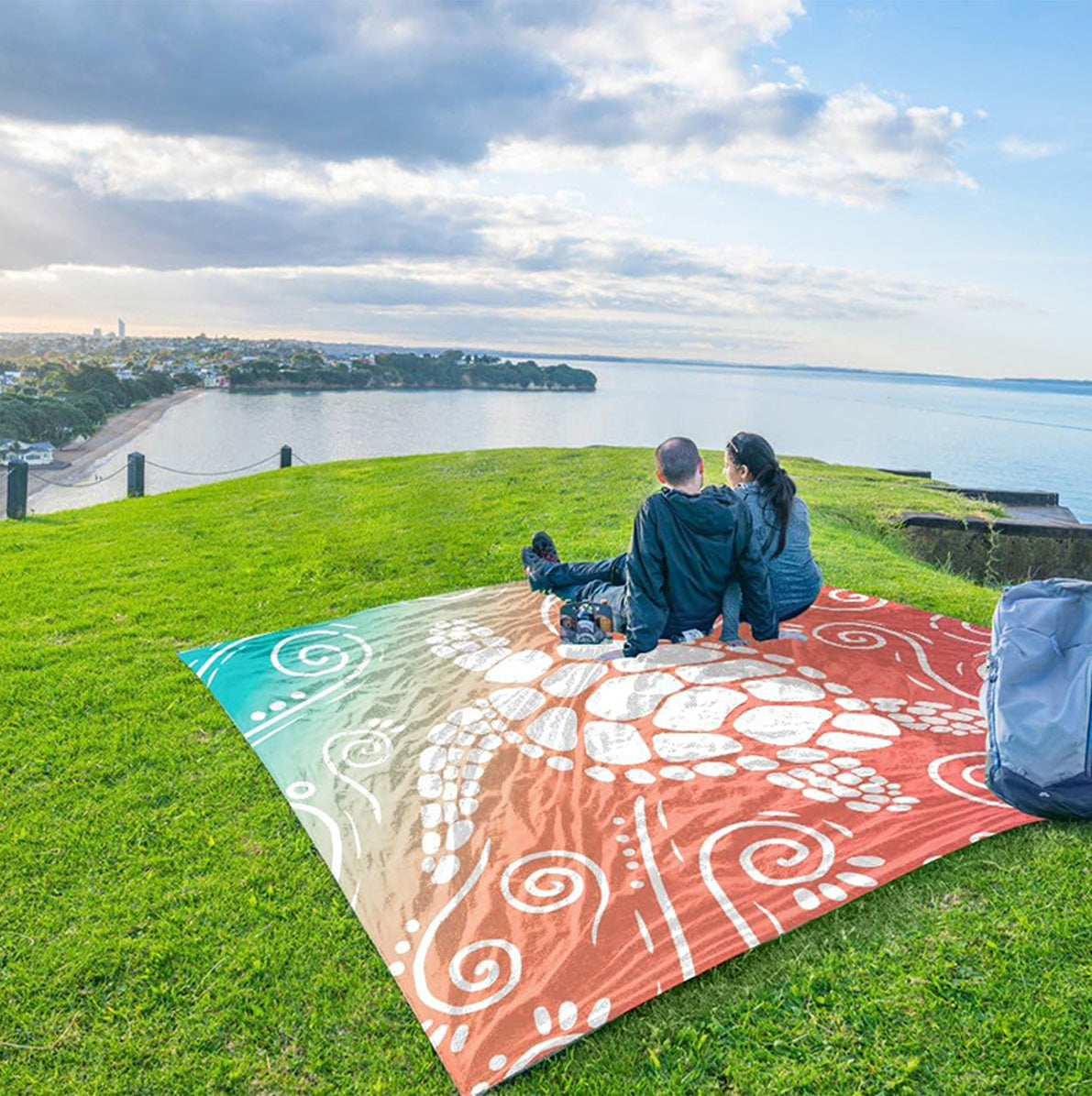 Waterproof Beach Mat Picnic Blanket with Stakes - Pink