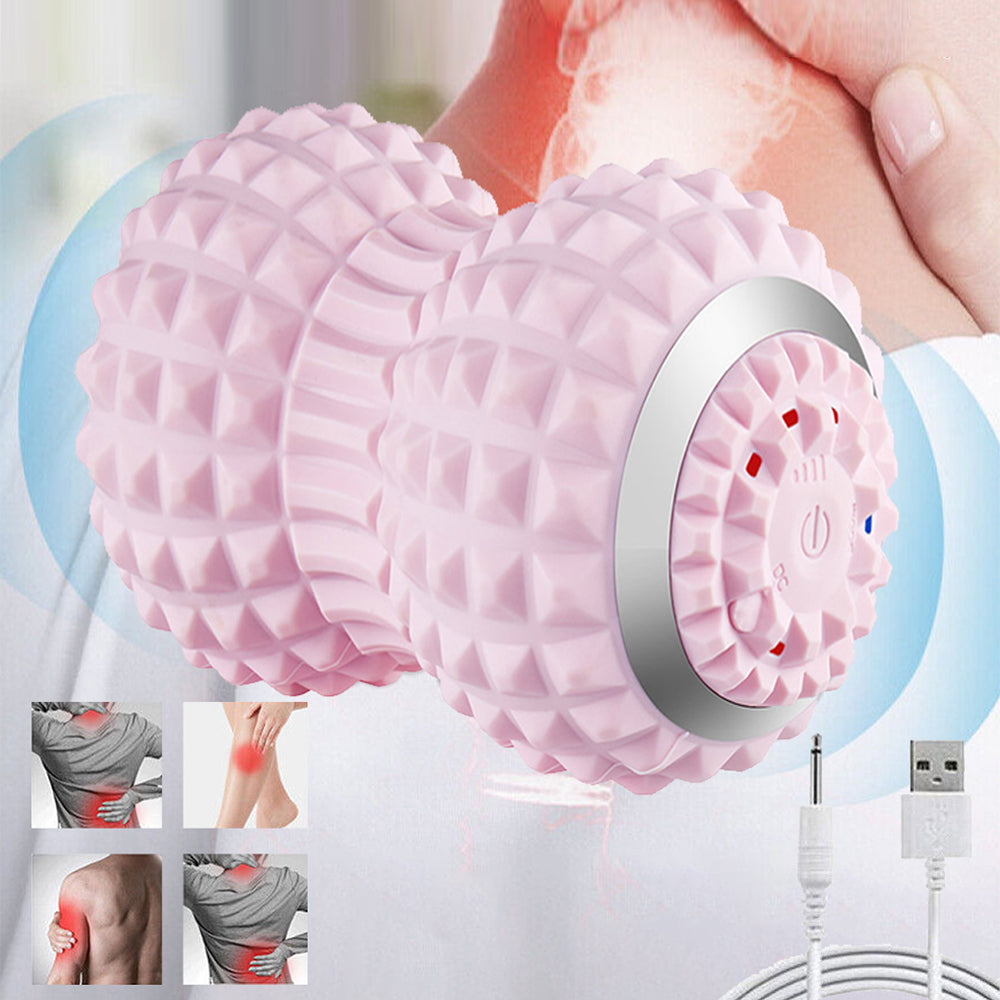 Vibrating Rolling Massage Ball with 4-Speeds Deep Tissue Trigger Point Massager Pink