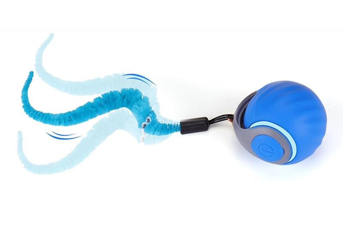 Interactive Cat Toy Ball Automatic Cat Toys Indoor Cats with 3 Tails -Blue