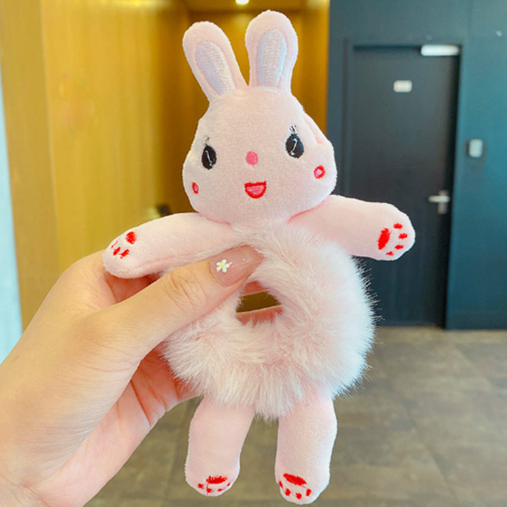 6 Pieces Cute Animal Scrunchies Hair Ties Fluffy Hair Bands Elastic Hair Rope Hair Styling Tools