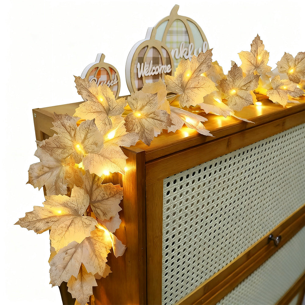 LED Maple Leaves Garland with Lights ¨C Fall Decorations for Home and Christmas