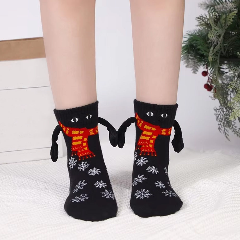 2 Pairs of Holding Hands Christmas Socks Novelty Funny Xmas Couple Socks