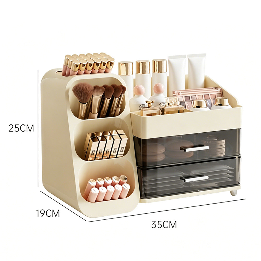 Cosmetic Organizer for Skincare Storage for Dresser Table Top-Beige