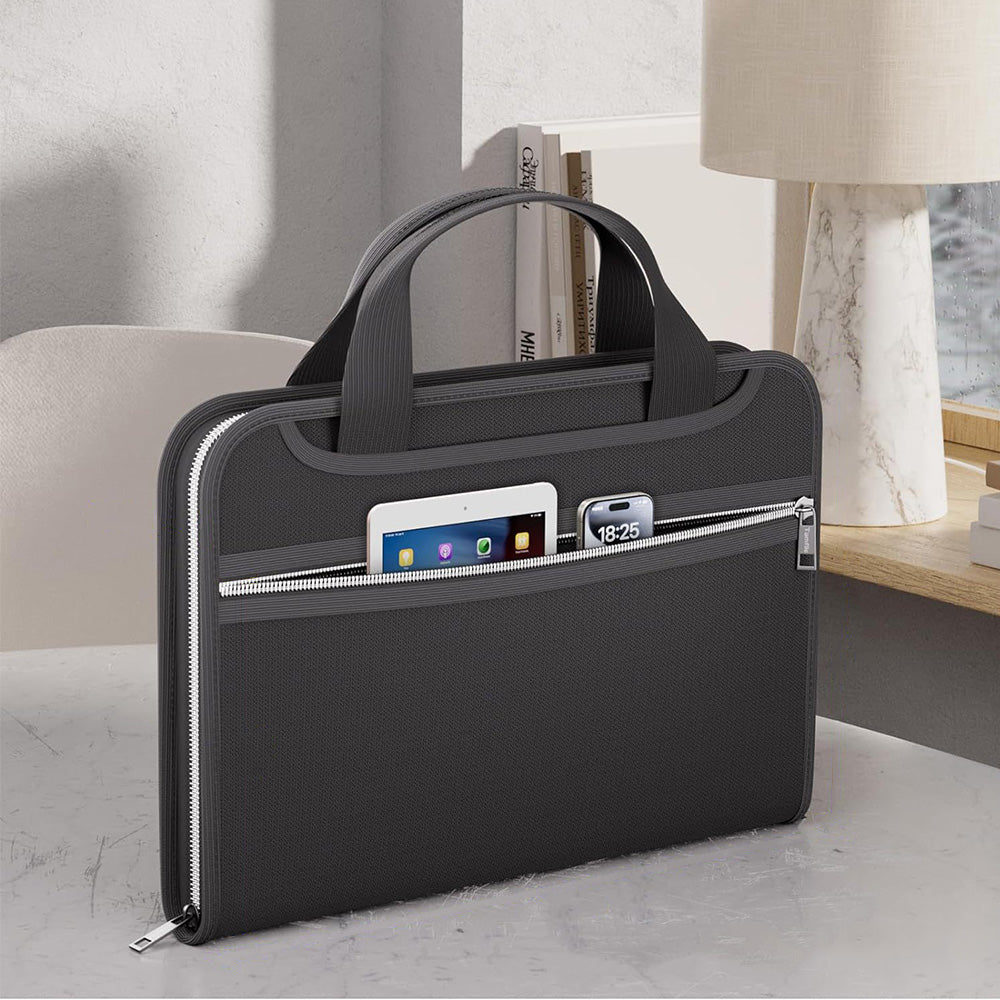 Fire Resistant Accordion File Organizer with Handle A4 Files Transparent Expanding Folder with Multi-Pockets
