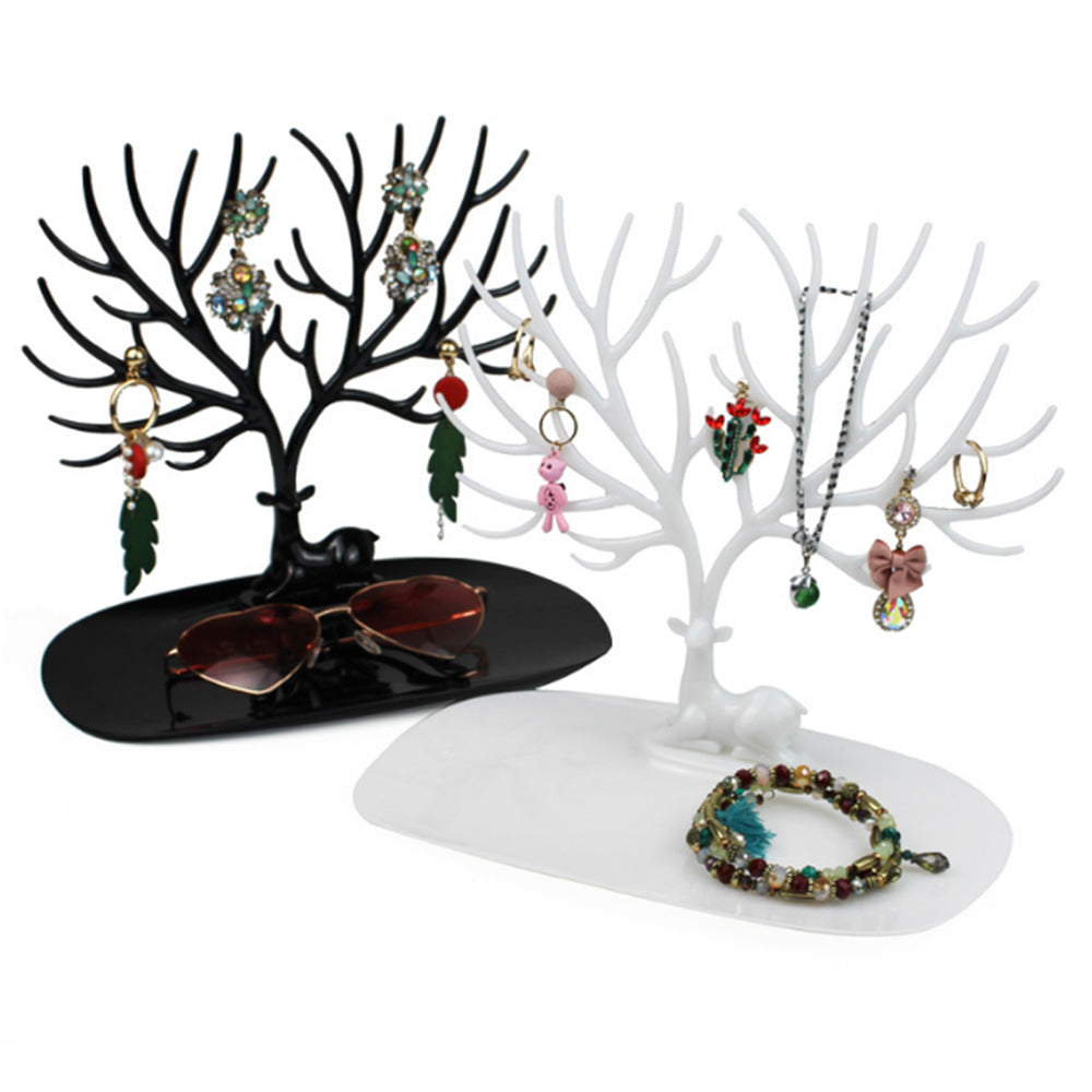 2Pcs Deer Tree Jewelry Display Organizer Necklace Earring Ring Stand Holder Show Rack
