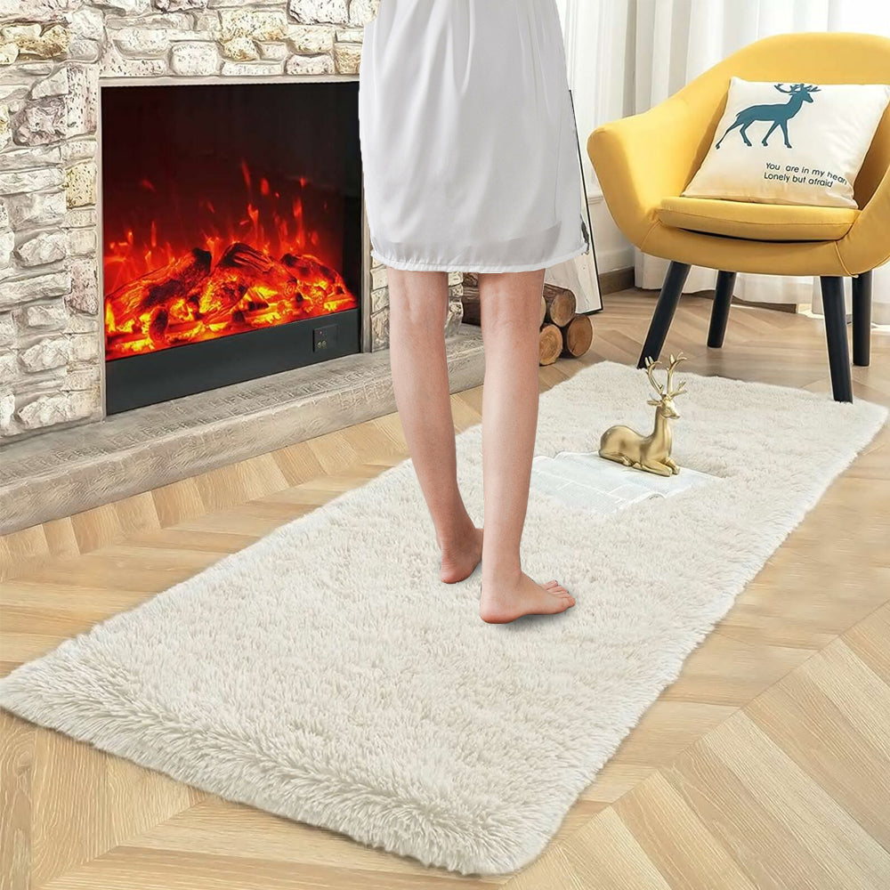 Non Slip Floor Mats Long Bedroom Rugs Fluffy Floor Mat Beige
