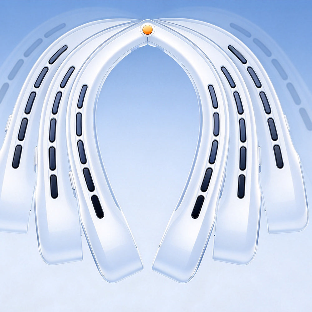 Wearable Bladeless Neck Fan 5 Speed Levels Portable Fan - White