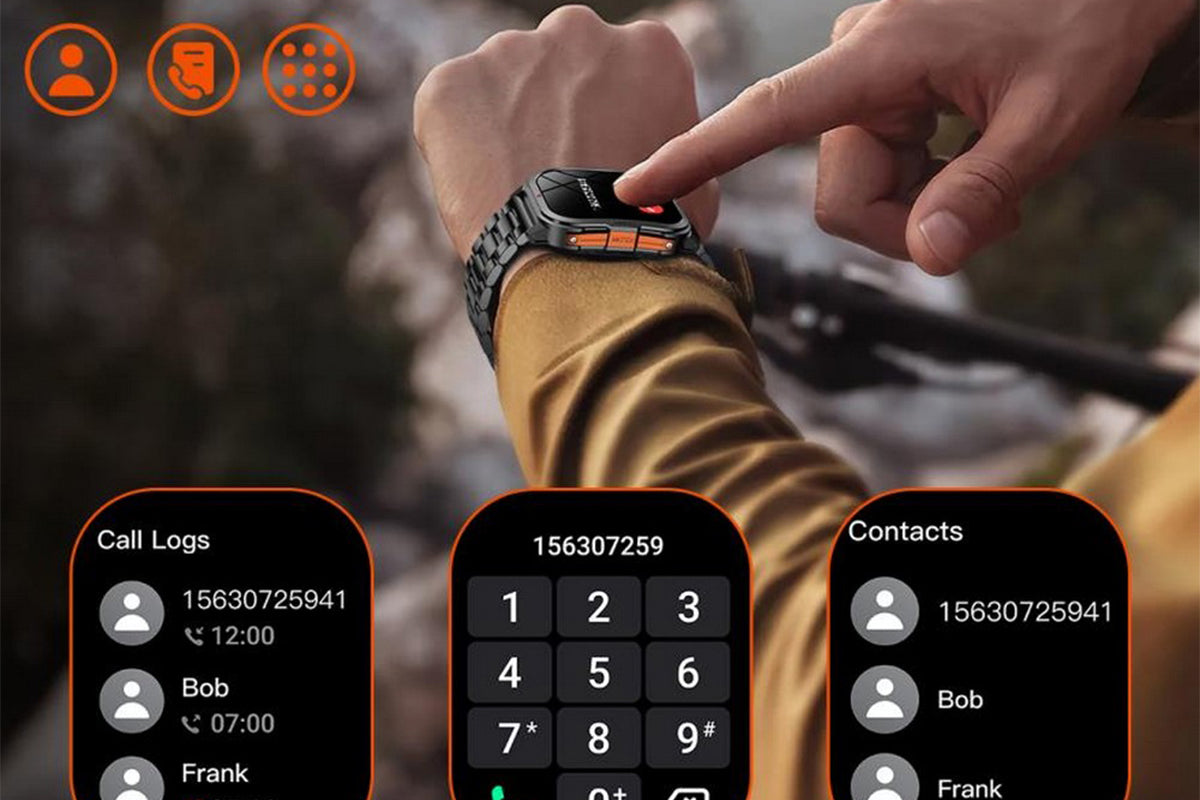 2.01inch Smartwatches with 100 Sports Modes Bluetooth Call Music Control for iPhone -Black metal strap