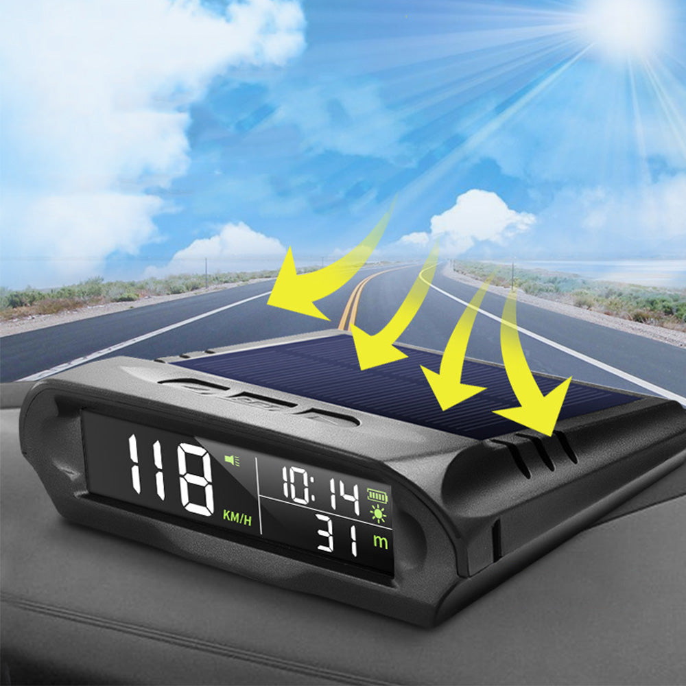 Wireless Car HUD HEAD-UP DISPLAY Universal GPS Solar Panel Digital Speedometer