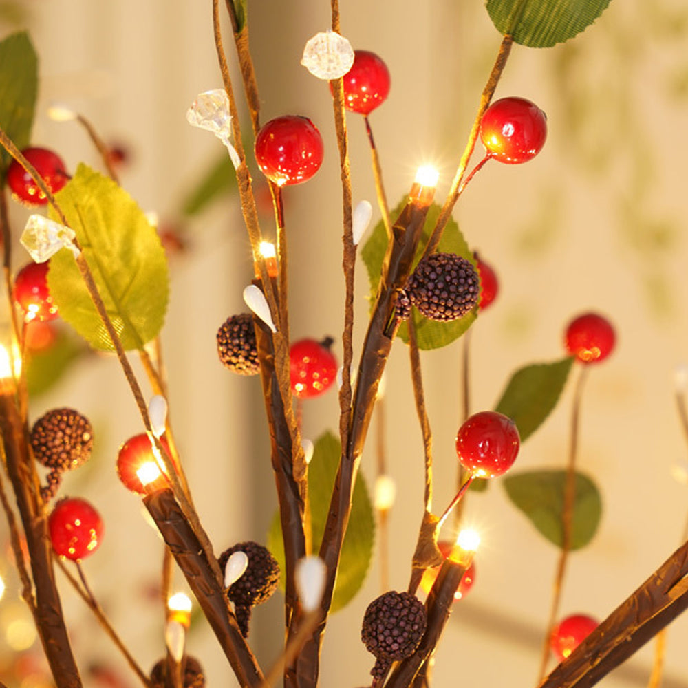 Tabletop Tree Light 24 LED Lighted Tree Decorated Lights Artificial Branch Tree Lamp for Outdoor and Indoor Christmas Decor Red
