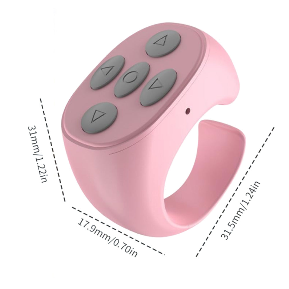 Wireless Page Turner Bluetooth Ring Remote Control Fingertip Selfie Video Controller for Smart Phone Pink