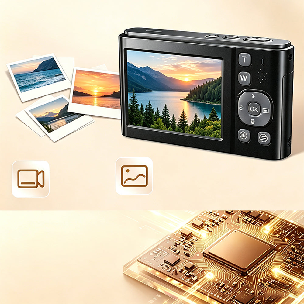 8K Dual Screen Digital Camera 96MP WiFi Camera for Photography - Black