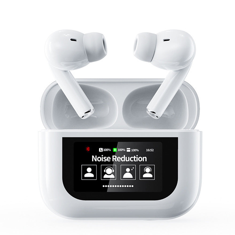 Wireless Bluetooth Earbuds with Multifunctional Touch Screen Charging Case Stereo Sound Headphones White