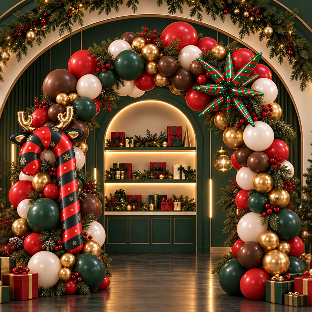 114 Piece Christmas Balloon Arch Garland Kit with Red Green Foil Balloons