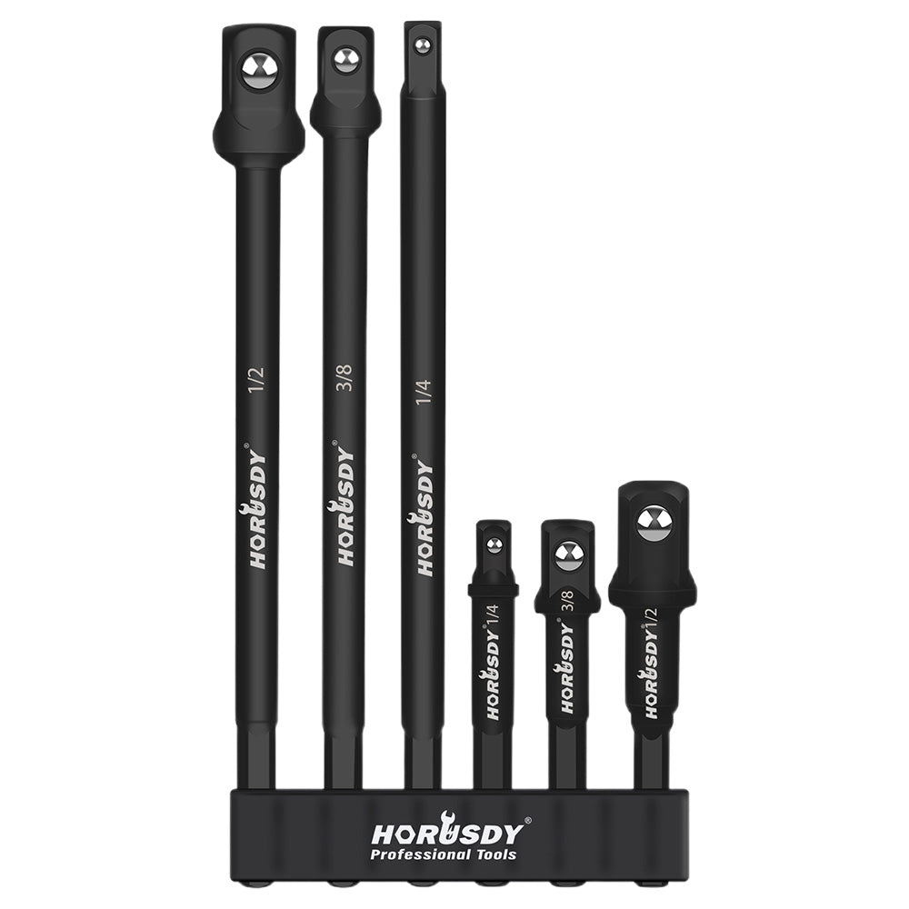 6Pc Set Drill Socket Adaptors Heavy Duty Impact Driver Long Short 1/2 inch 1/4 inch 3/8 inch