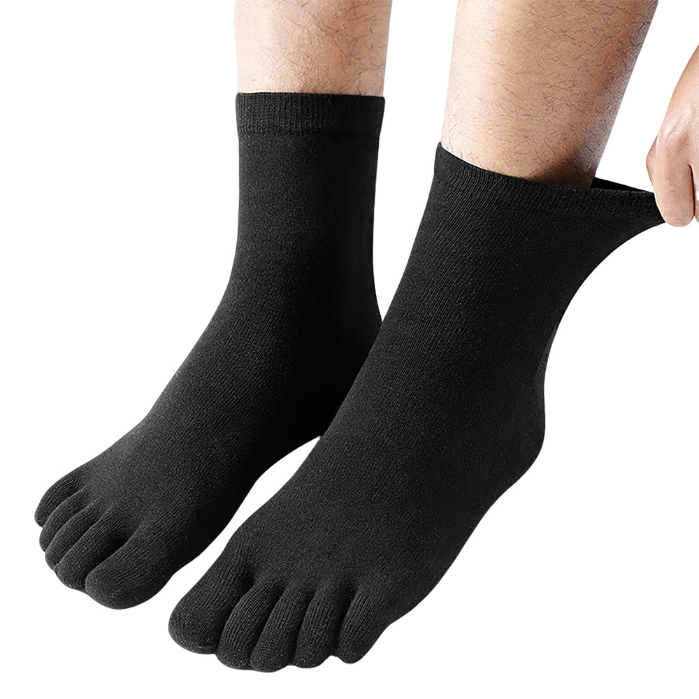 5 Piece Mens Breathable Five Toe Socks - Black