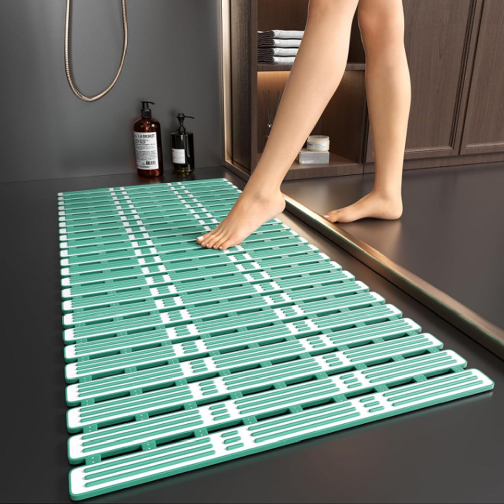 Non-Slip Shower Mat Suction Mounted Bathtub Mat with Drain Holes Green
