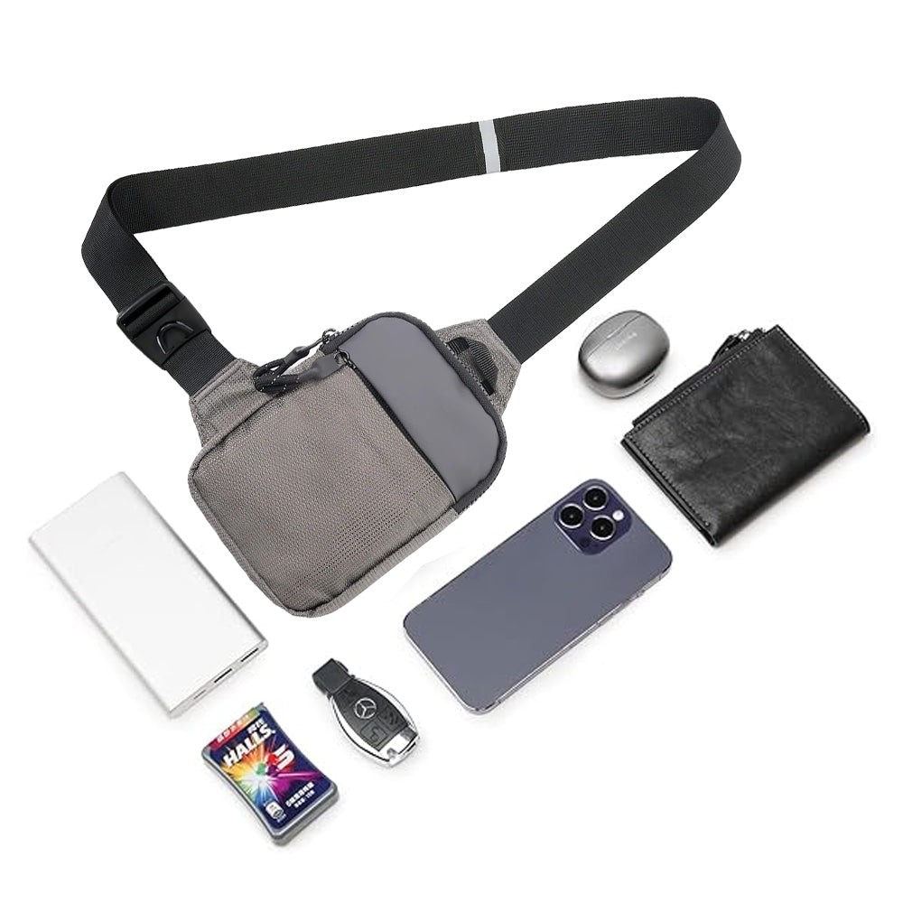 Travel Sling Bag for Men Small Crossbody Bag Water-resistant Casual Phone Chest Bag Gray