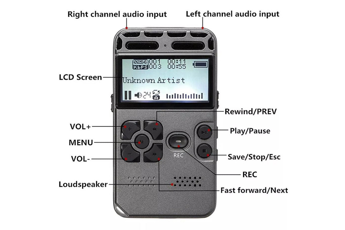 8G Rechargeable LCD Digital Audio Voice Recorder Dictaphone MP3 Player Expandable Up To 128G