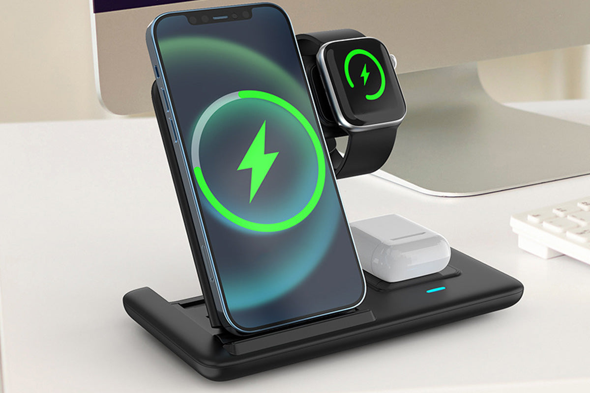 3-in-1 Fast Wireless Charger Stand Charging Station for iPhone Watch AirPods