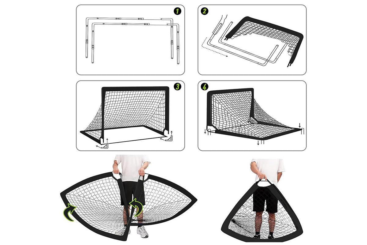 Soccer Goal Football Net Set Sports Training Practice Metal Frame Mesh