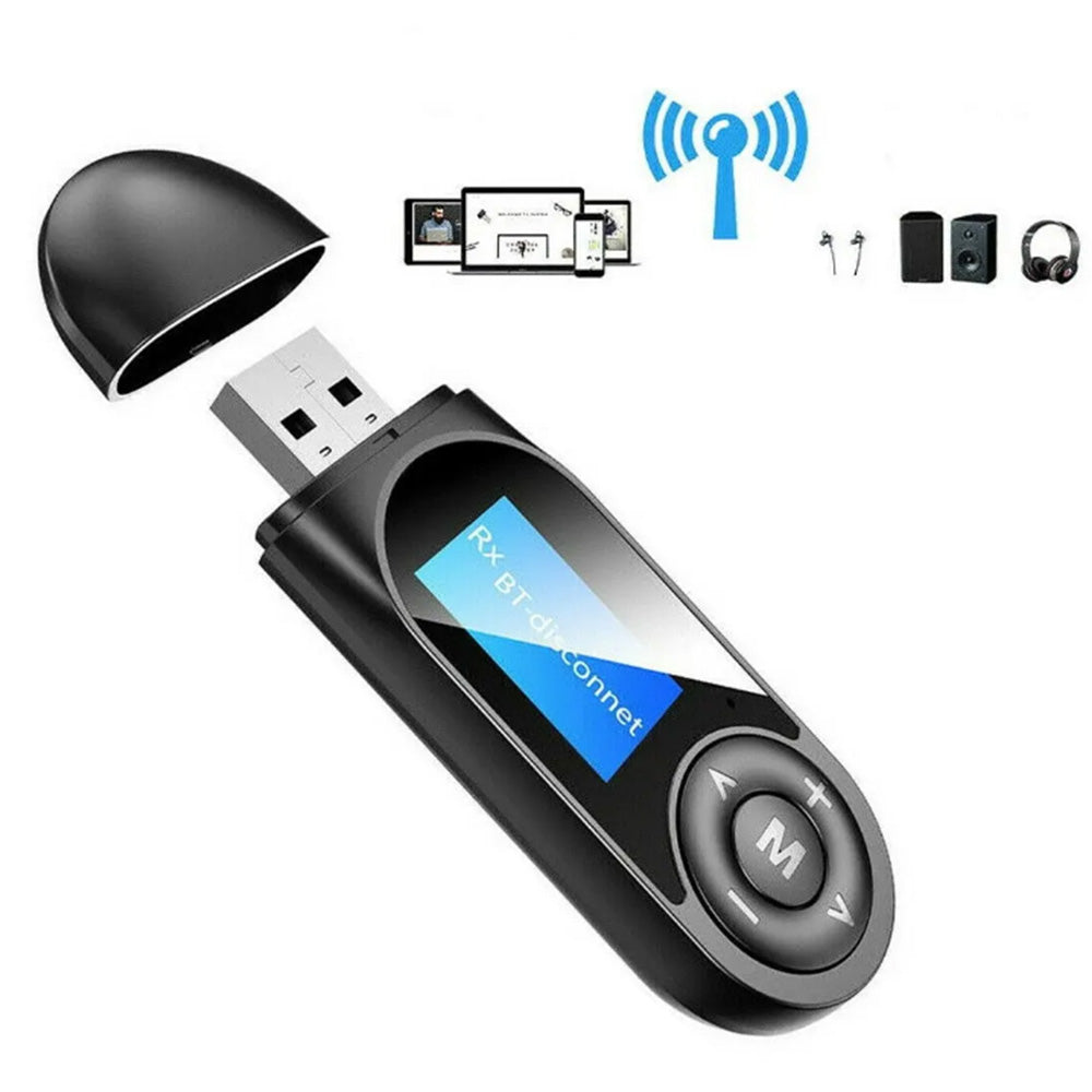 4-in-1 USB Bluetooth 5.0 Transmitter Receiver AUX 3.5mm Audio Adapter for TV Car PC
