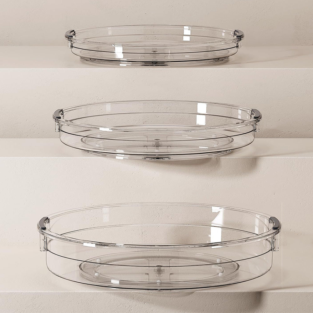 3PCS Set Rotating Lazy Susan Tray Clear Organizer for Kitchen Bathroom Vanity