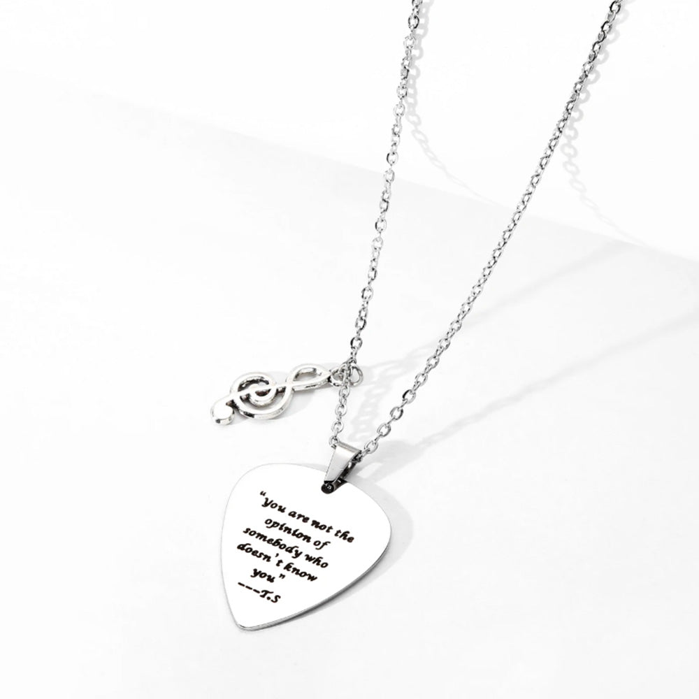 Guitar Pick Necklace Stainless Steel Taylor Inspired Jewelry Accessories Style 1