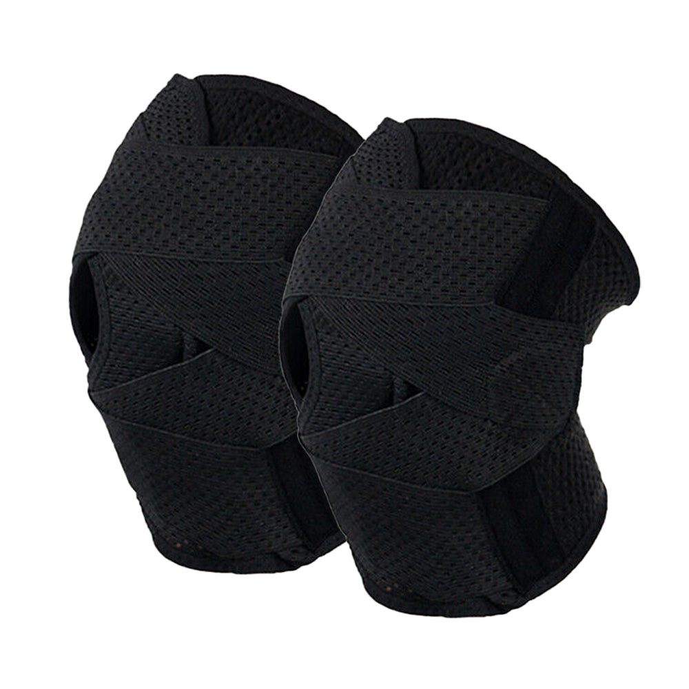 Pair of Adjustable Knee Brace Breathable Knee Support Pads for Workout Sports Black