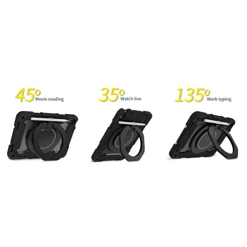 Shockproof Rugged Protective Case with Pencil Holder for iPad Air 6 Pro 11-Black