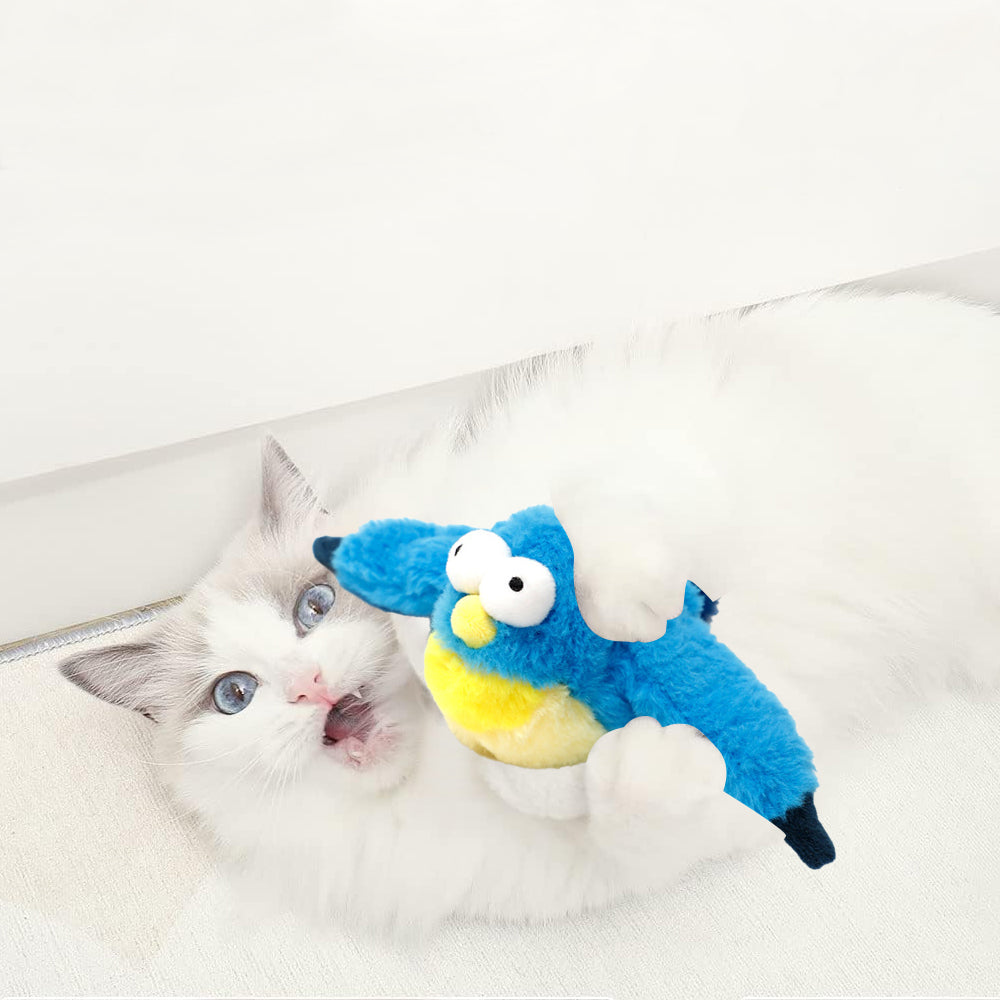 Cat Squeaky Toys Rechargeable Interactive Cat Toy Touch Activated Kitten Plush Pet Toys Blue