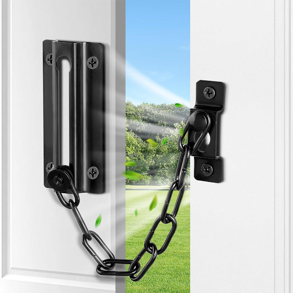 2 Pack Door Security Chain Lock Strong Door Chain Lock with 12 Screws for Wood Door-Black