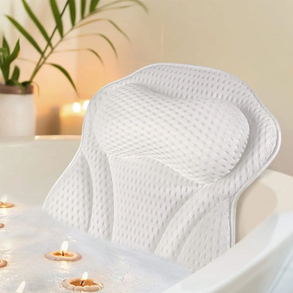 4D Bath Pillows Bathtub Rest Pillow Spa Neck and Back Support Headrest with Suction Cups Style 2